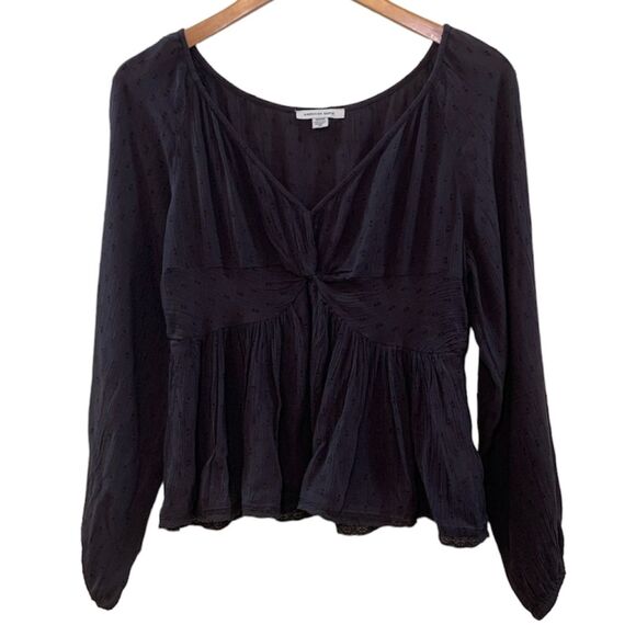 American Eagle Front Twist Blouse Dark Grey Size Medium - Picture 3 of 8